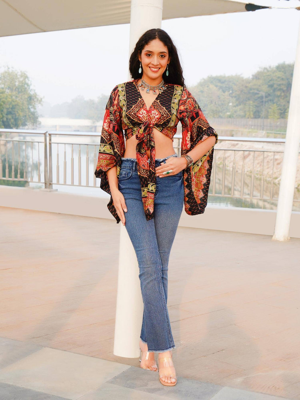 Bohemian Sunset Abstract Wrap Top | CT61 - view 4
