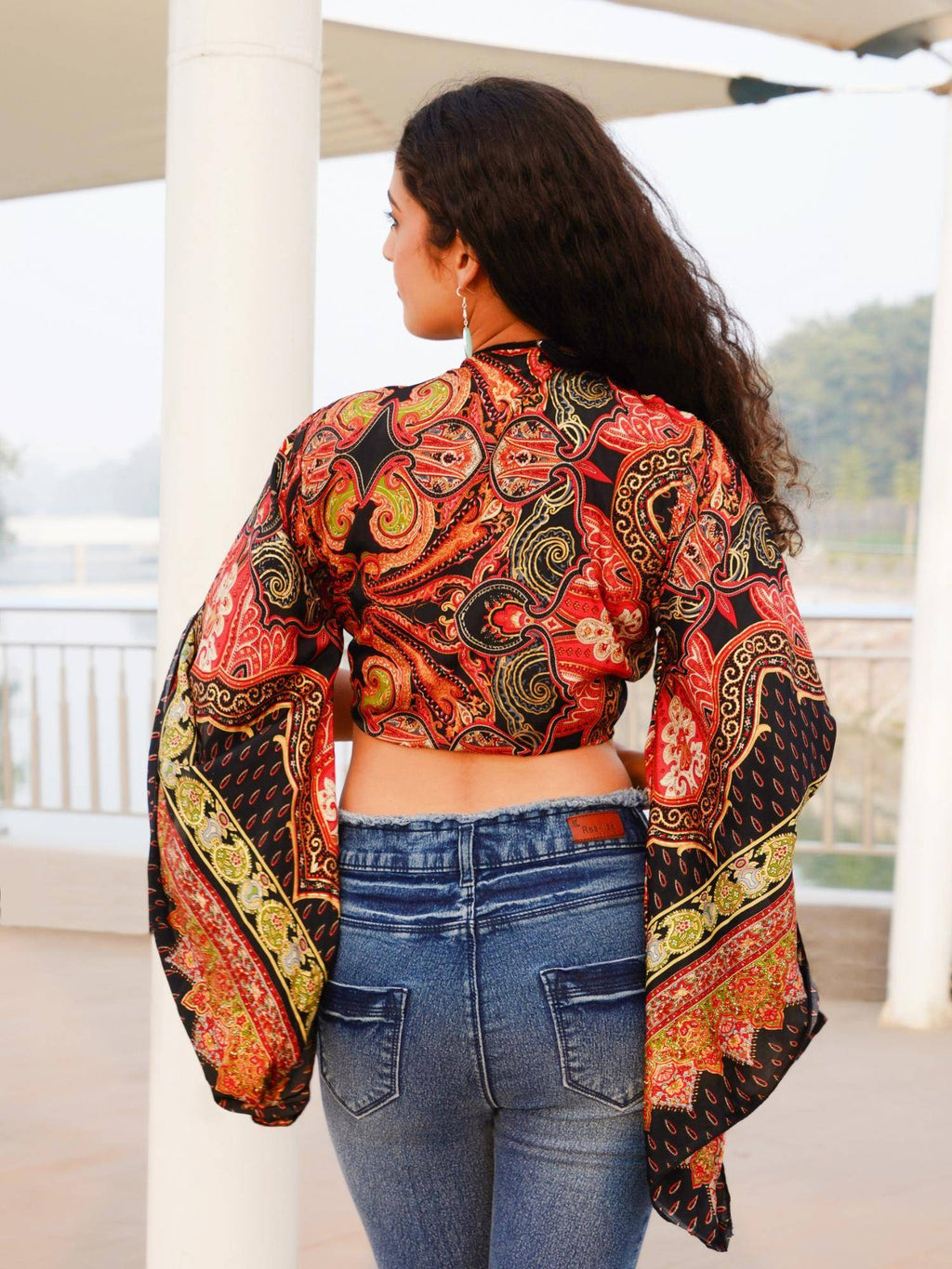 Bohemian Sunset Abstract Wrap Top | CT61 - view 5