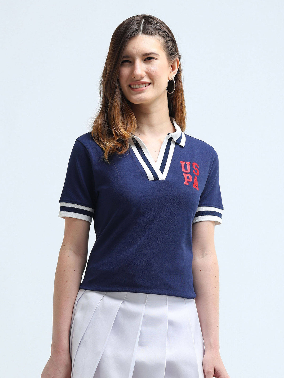 Women Brown Cotton Polo T-Shirt | U89 - view 10