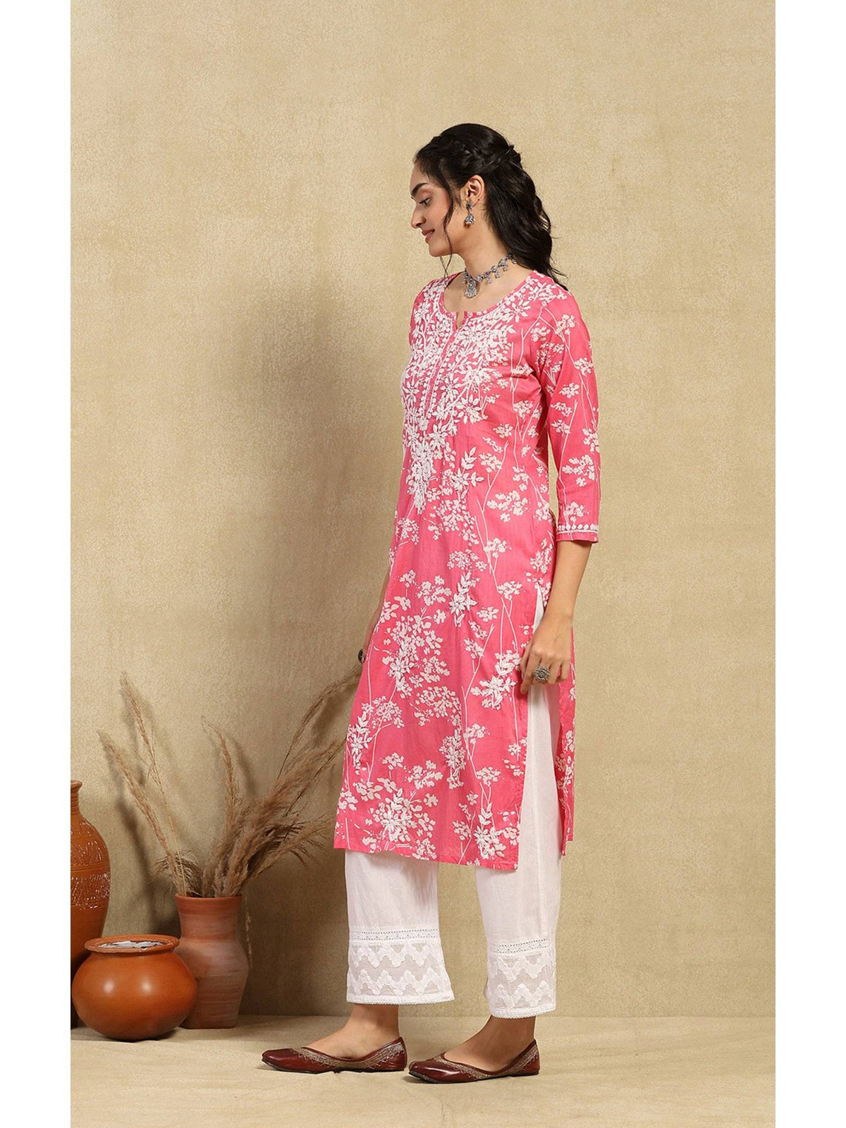 Chikankari Woven Printed Long Kurta | KDG - view 21