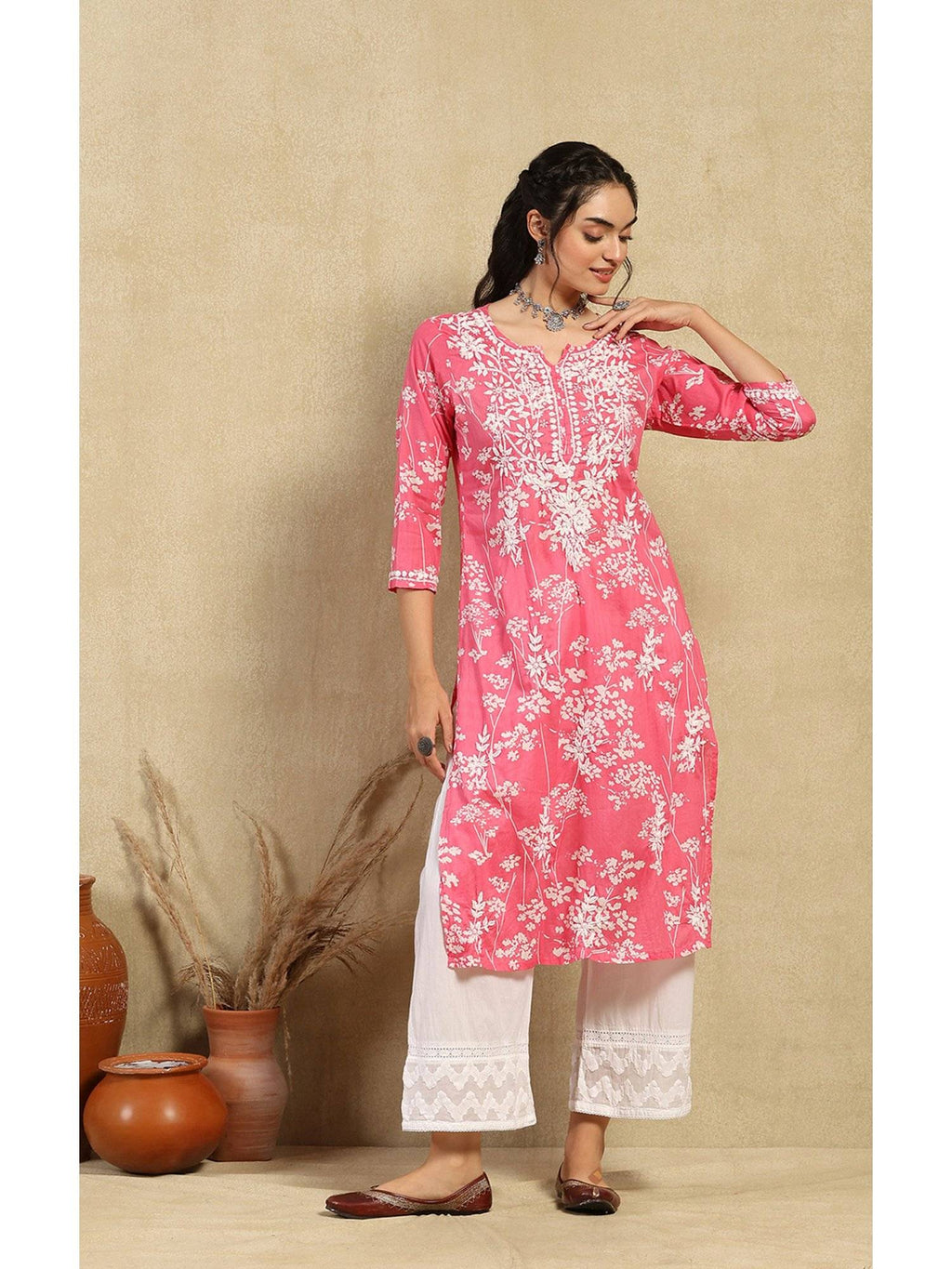 Chikankari Woven Printed Long Kurta | KDG - view 23