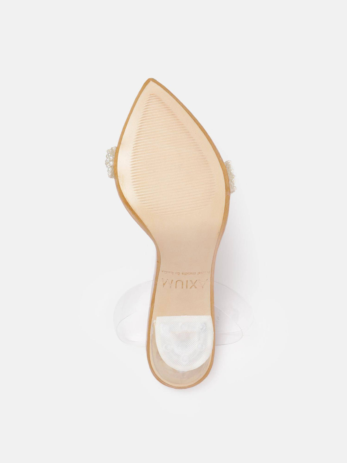 Pearl Embellished Beige Transparent Hourglass Heels | H78 - view 4