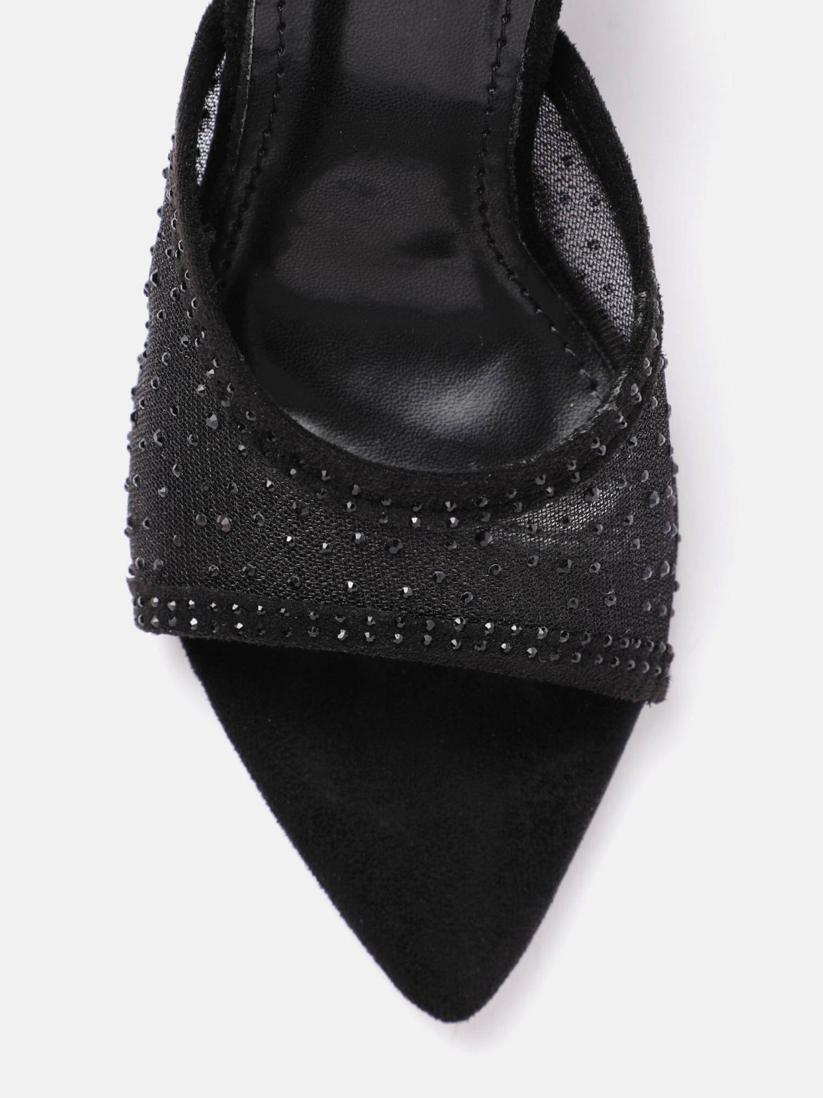 Women's Black Embellished Stilettos Sandals | H78 - view 4