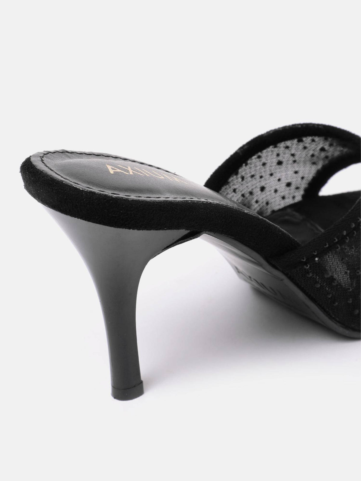Women's Black Embellished Stilettos Sandals | H78 - view 5