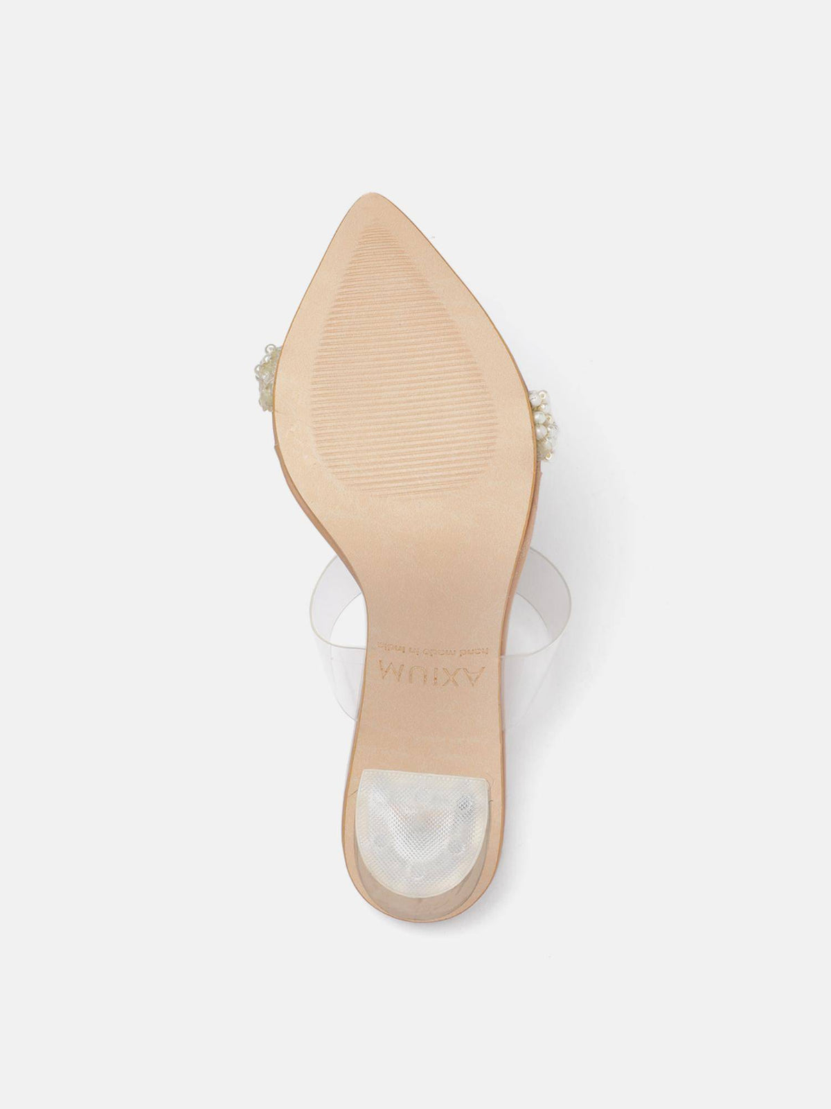 Pearl Embellished Beige Transparent Hourglass Heels | H78 - view 4