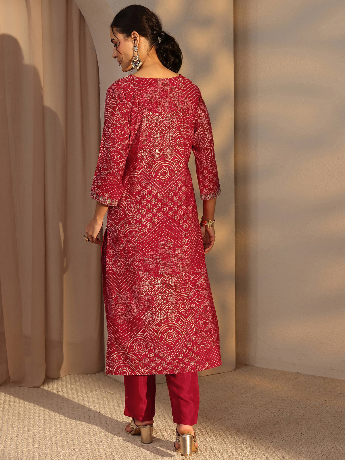Mustard Bandhani Printed and Zari Embroidered Straight Kurta | KDG - view 11