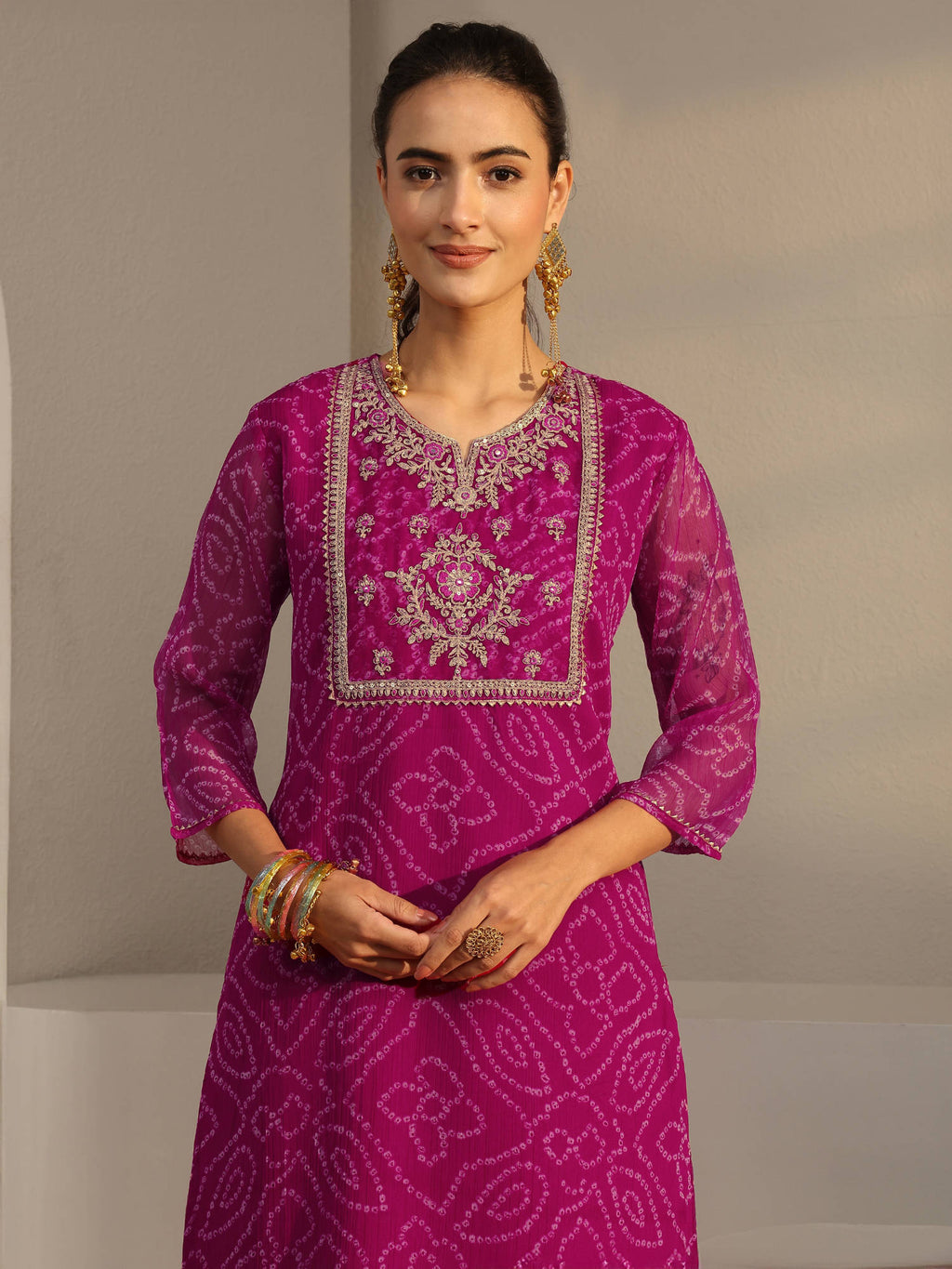 Green Bandhani Printed Straight Kurta with Lining | KDG - view 15