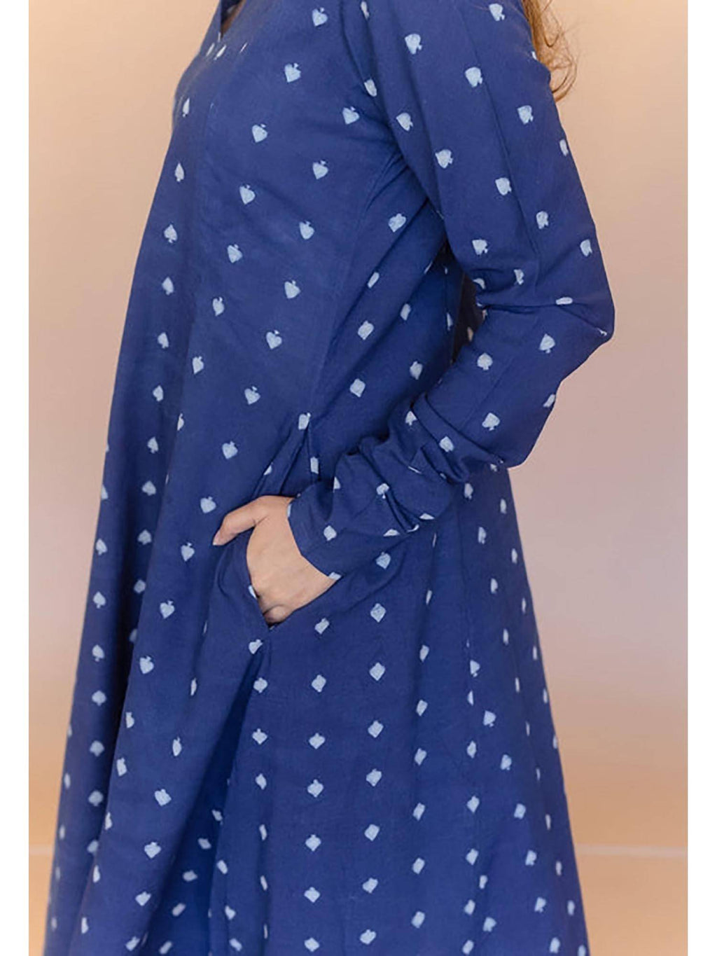 Shinat Blue Dabu Cotton Kali Kurta | FY93 - view 2