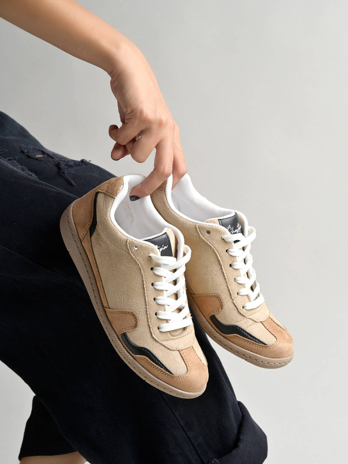 Women Beige Suede Sneakers | SN09 - view 3