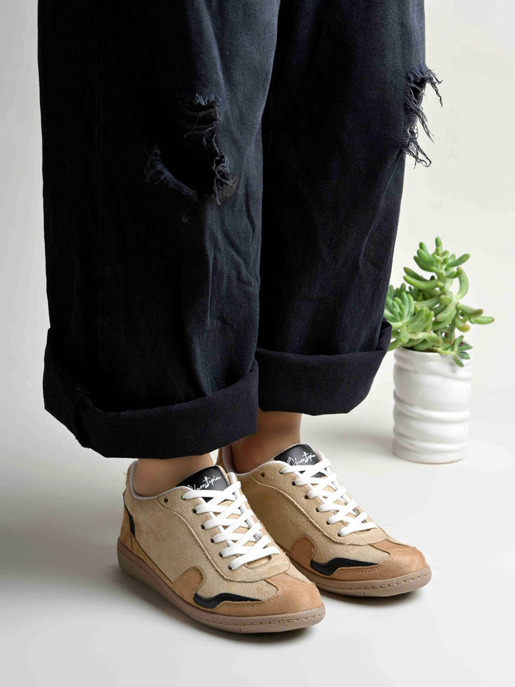 Women Beige Suede Sneakers | SN09 - view 4