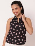 Black Sleeveless Halter Neck Comfortable Fit Top | HT67 - view 1