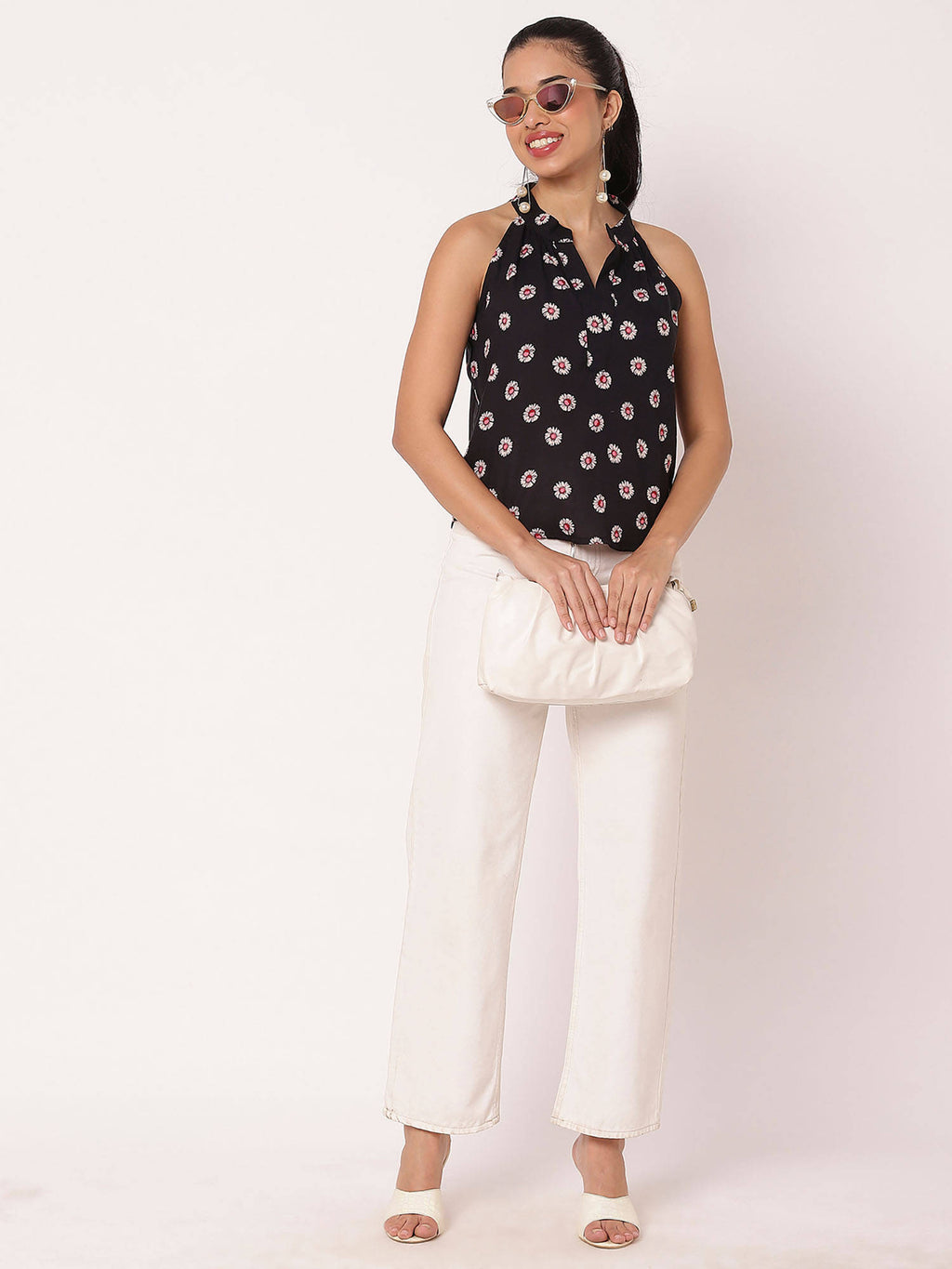 Black Sleeveless Halter Neck Comfortable Fit Top | HT67 - view 7