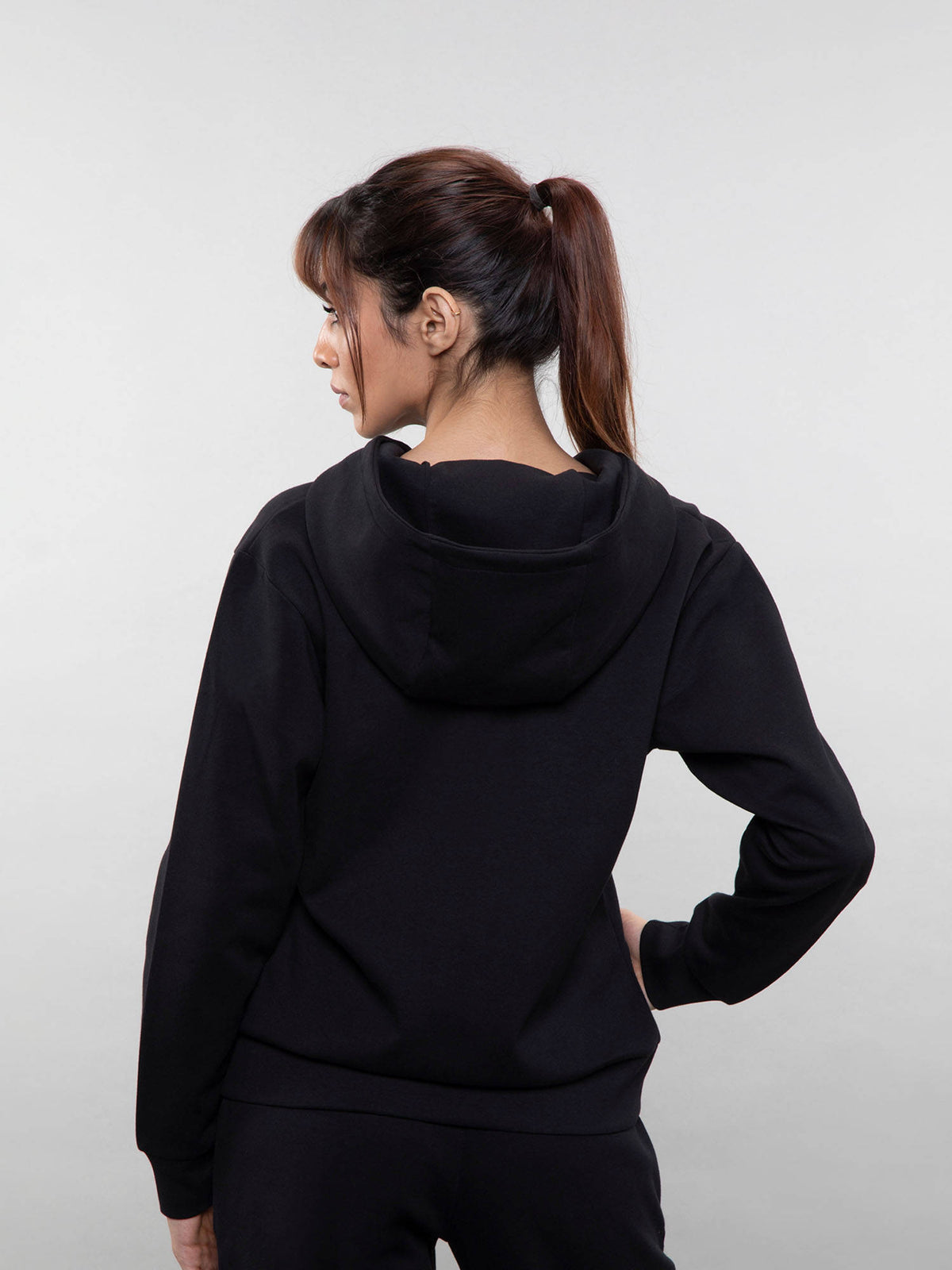 Women Black Zipper Hoodie | HD56 - view 2