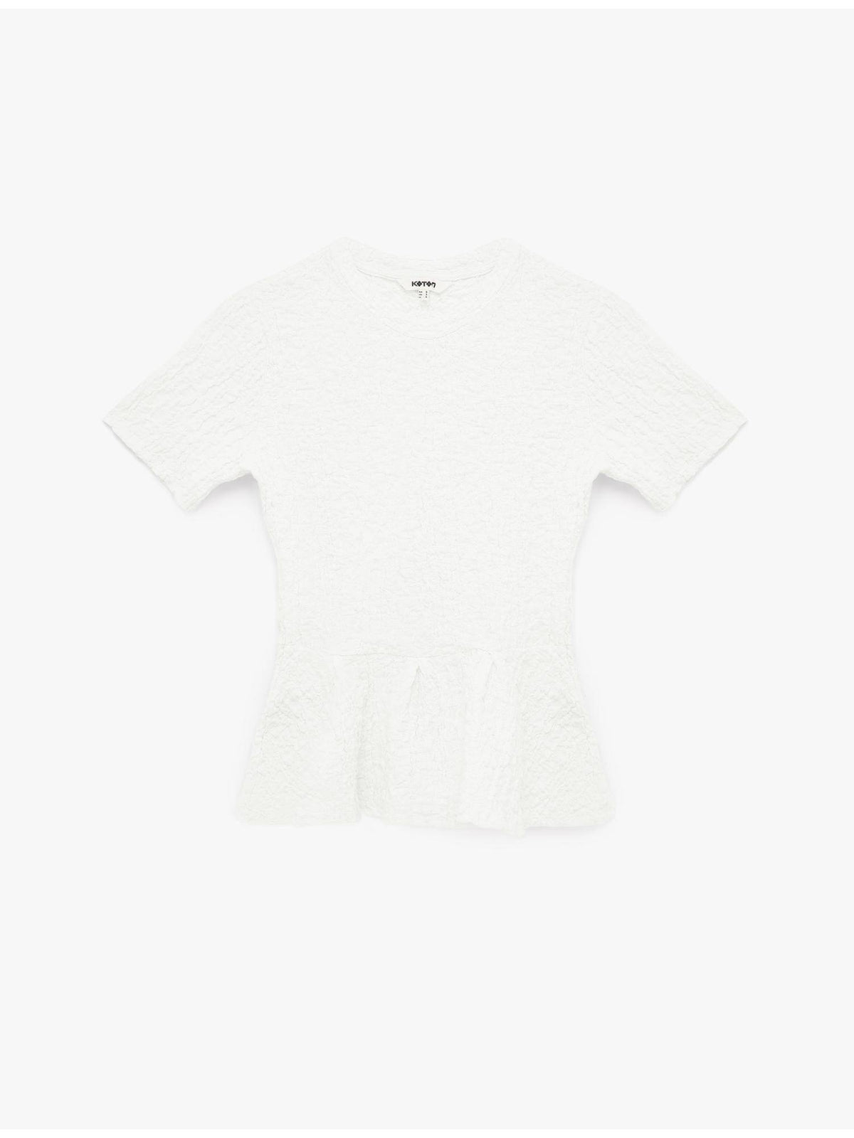 Textured Peplum Top - White | pt51 - view 3