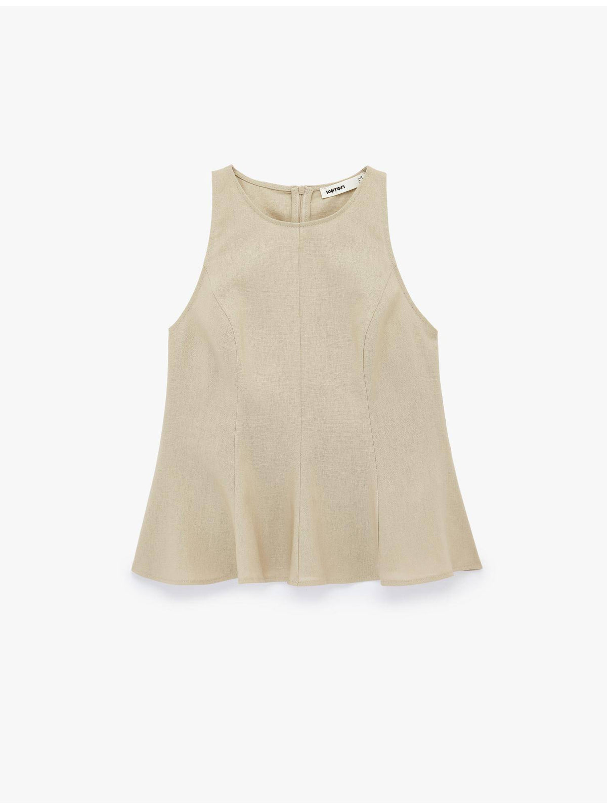 Peplum Linen Top - Beige | pt51 - view 3