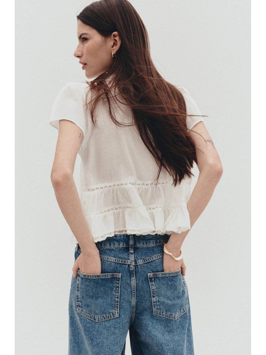 Women White Puff-Sleeved Blouse | S67 - view 4