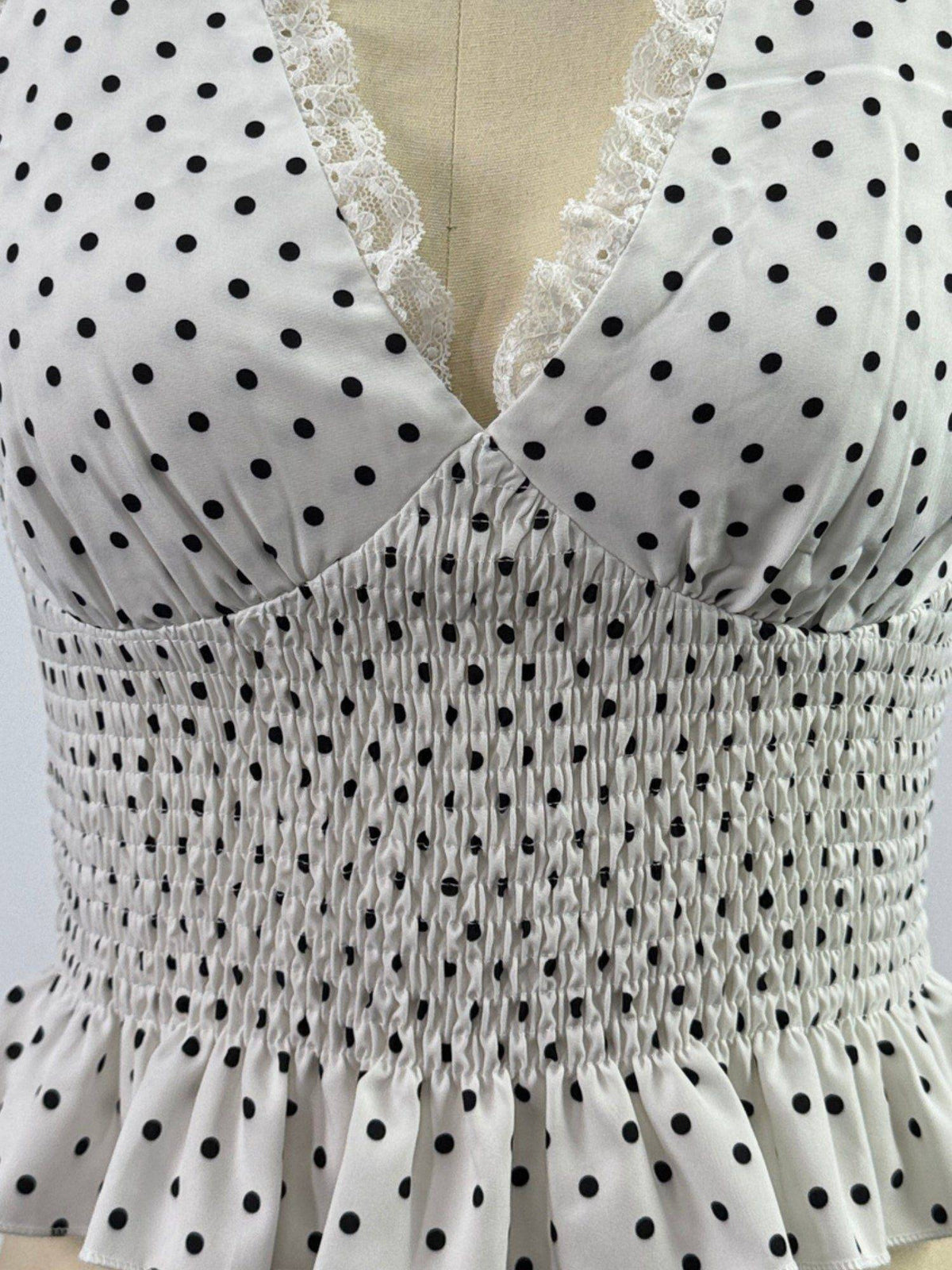 White Halter Neck Polka Dotted Top | HT67 - view 4