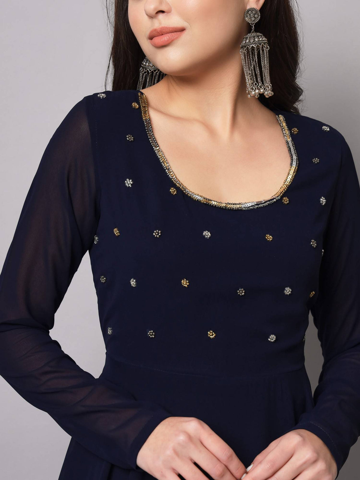 Women Blue Georgette Handwork Anarkali Kurta | U3S - view 2