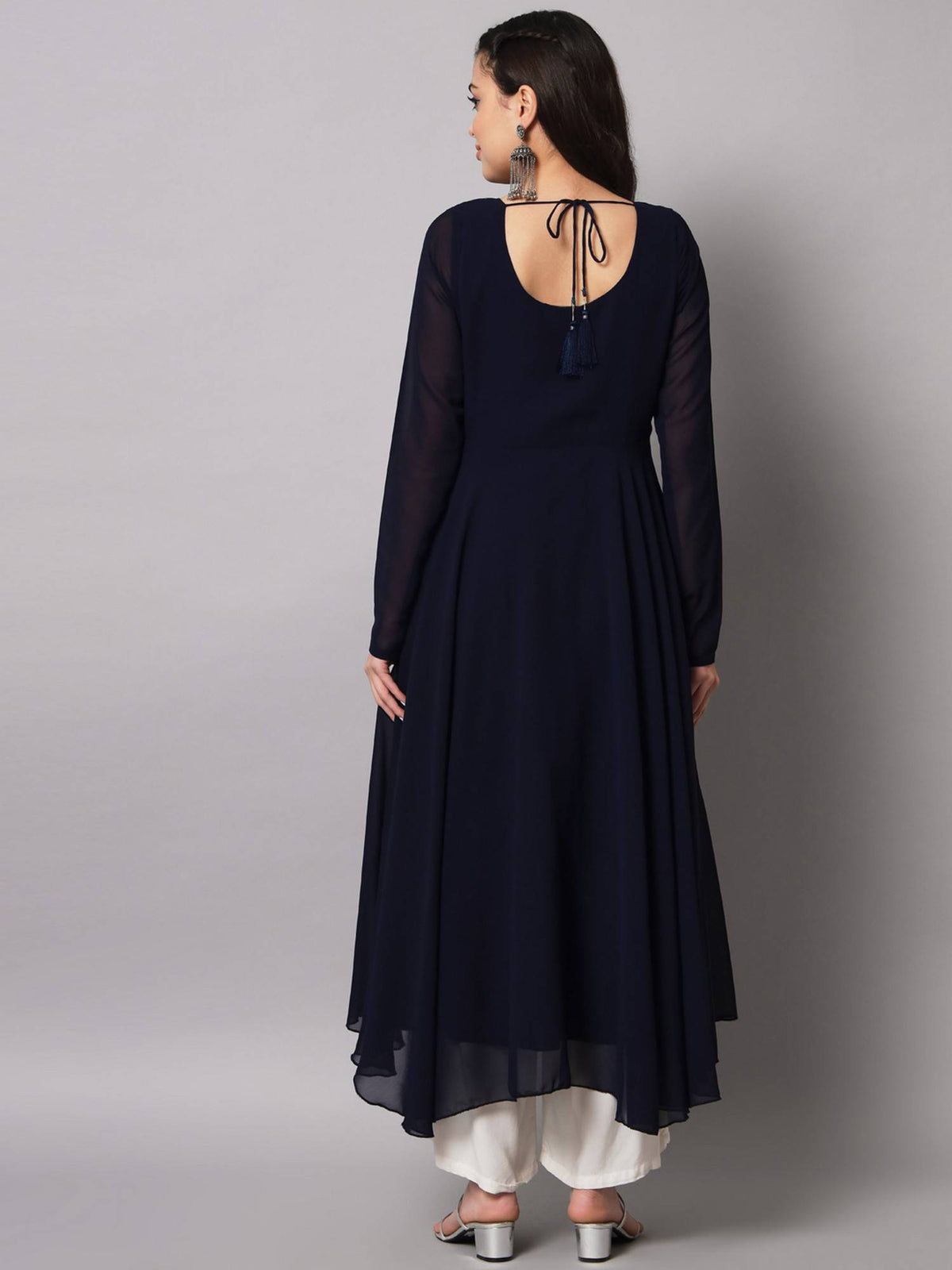Women Blue Georgette Handwork Anarkali Kurta | U3S - view 4
