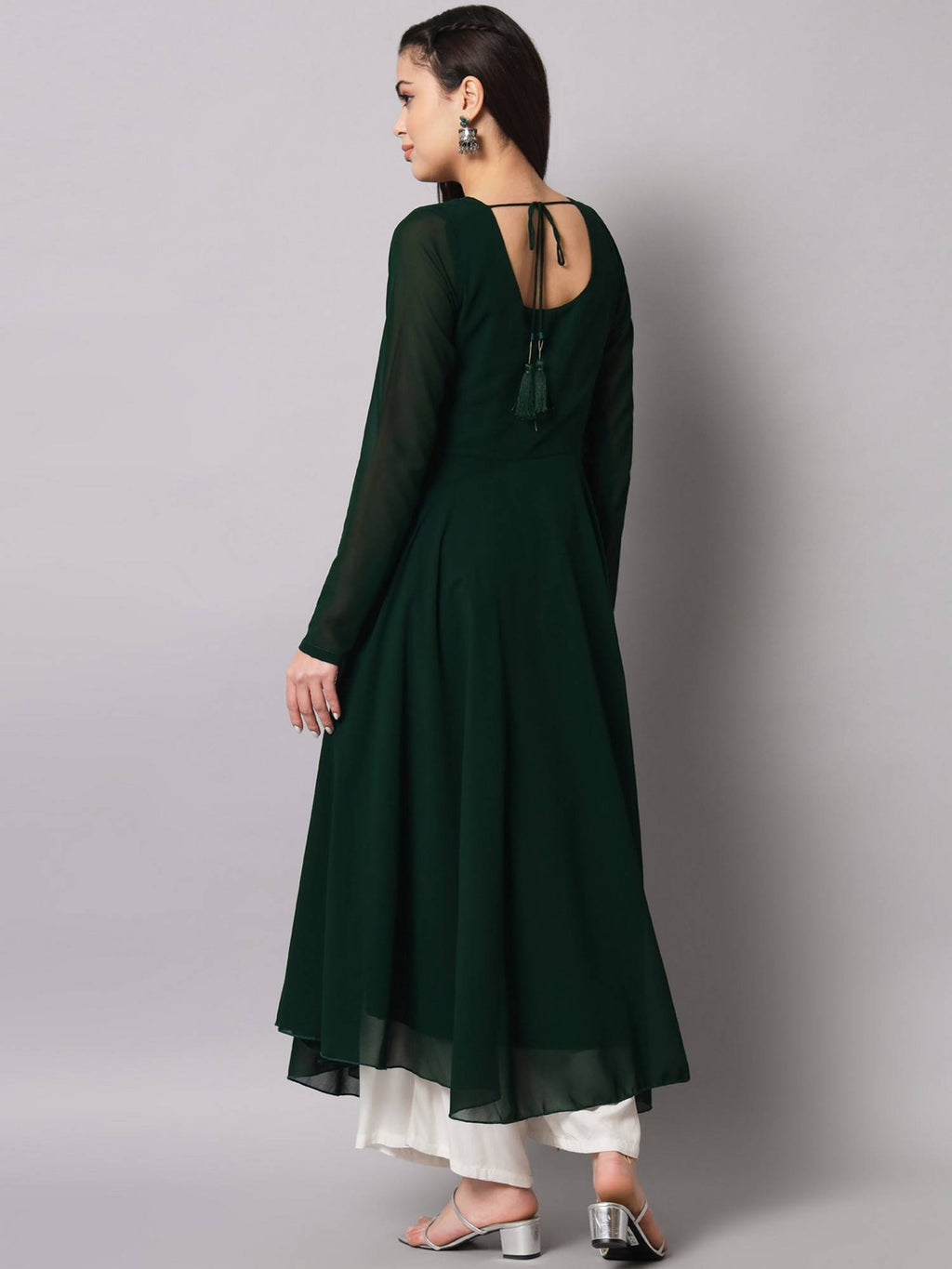Women Green Georgette Handwork Anarkali Kurta | KDG - view 4