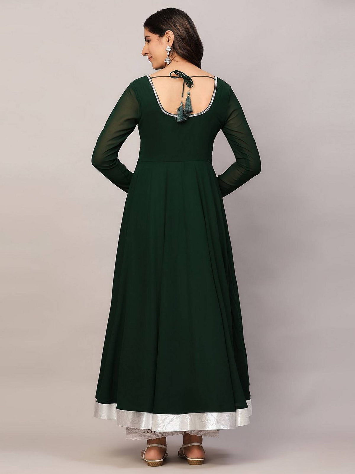 Women Off-White Georgette Hand Embroidery Anarkali Kurta | FY93 - view 22
