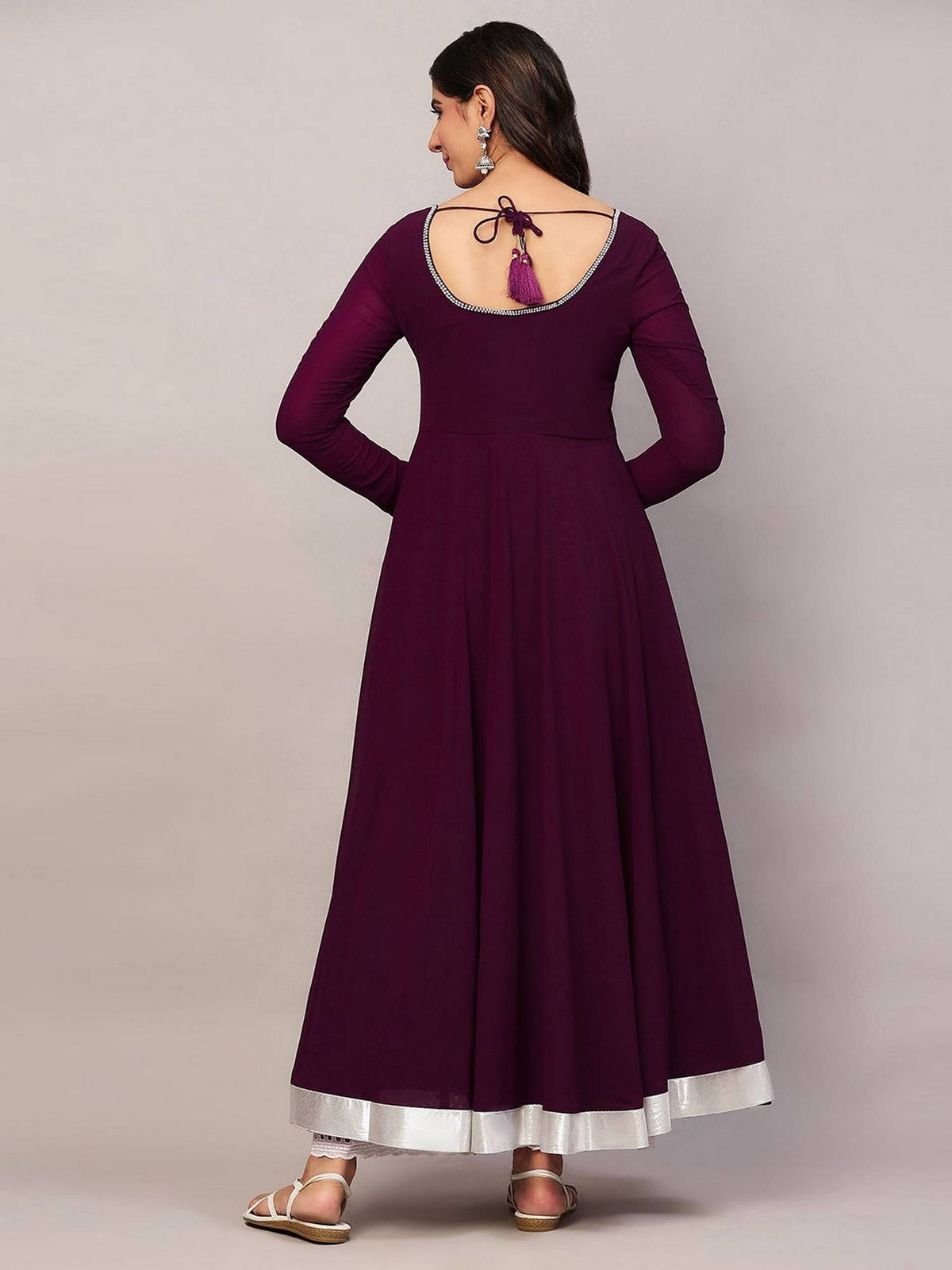 Women Off-White Georgette Hand Embroidery Anarkali Kurta | U3S - view 47