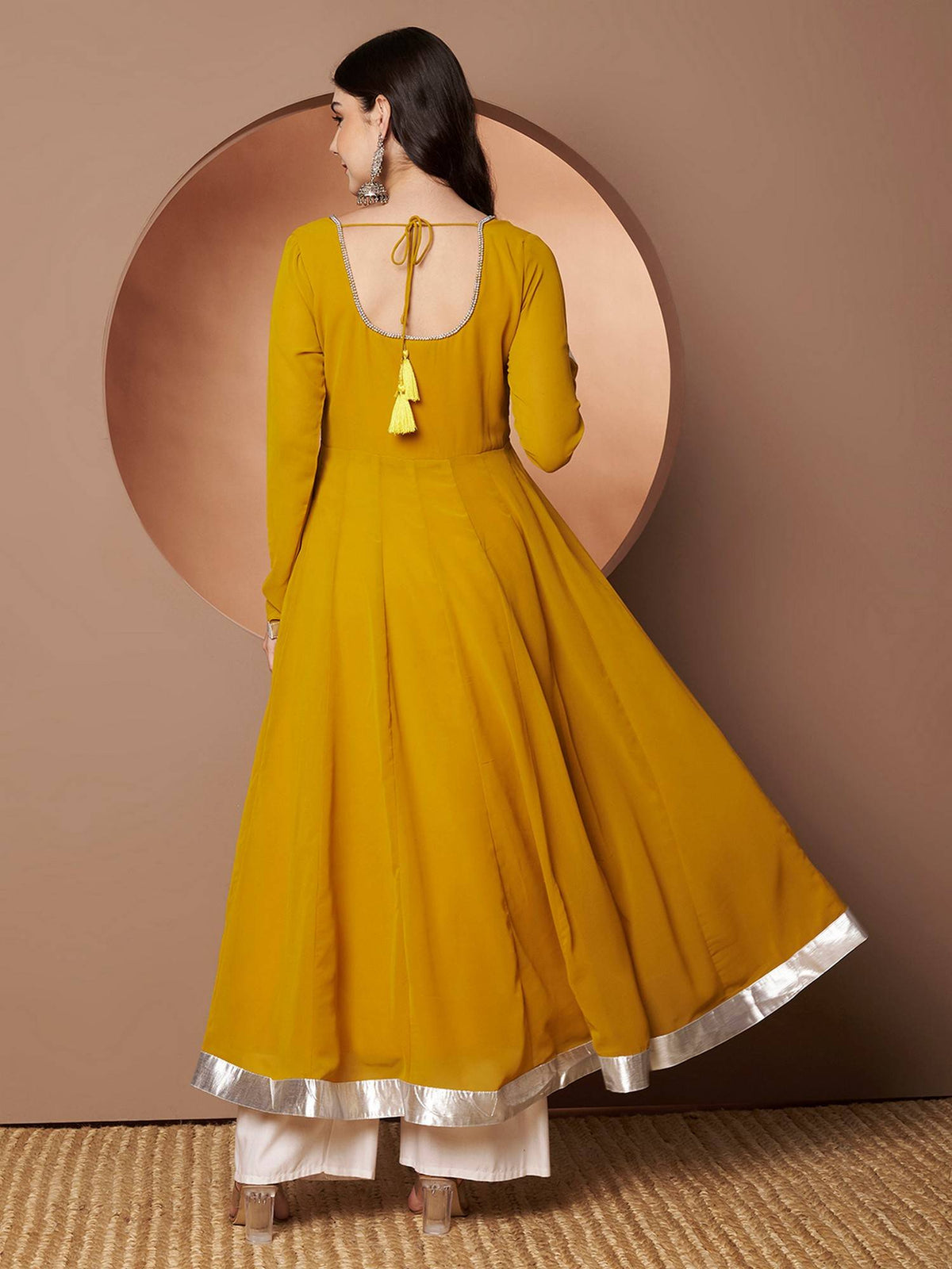 Women Off-White Georgette Hand Embroidery Anarkali Kurta | U3S - view 35