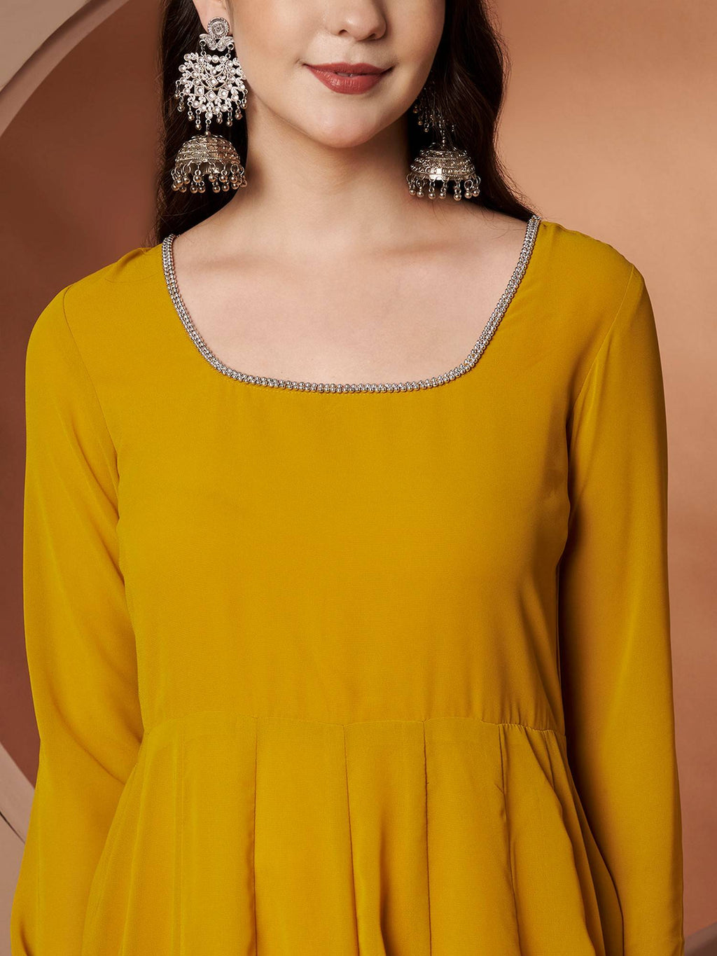 Women Off-White Georgette Hand Embroidery Anarkali Kurta | FY93 - view 30