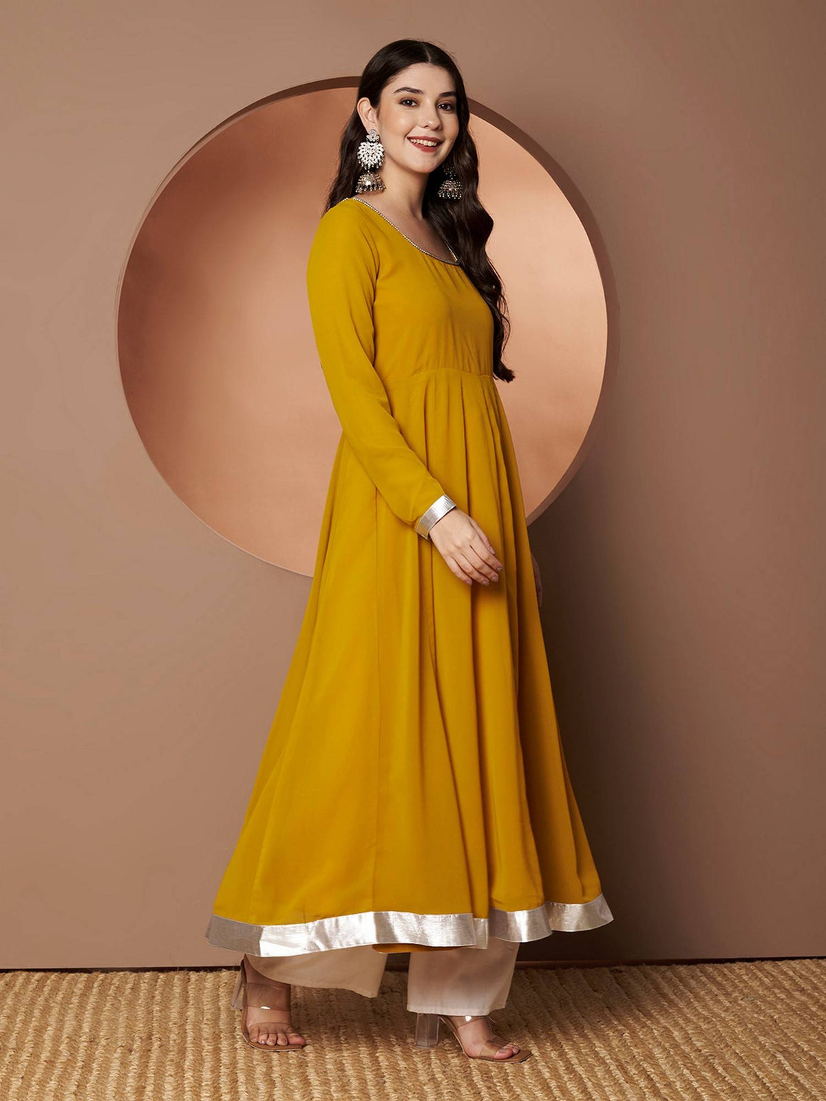 Women Off-White Georgette Hand Embroidery Anarkali Kurta | U3S - view 37