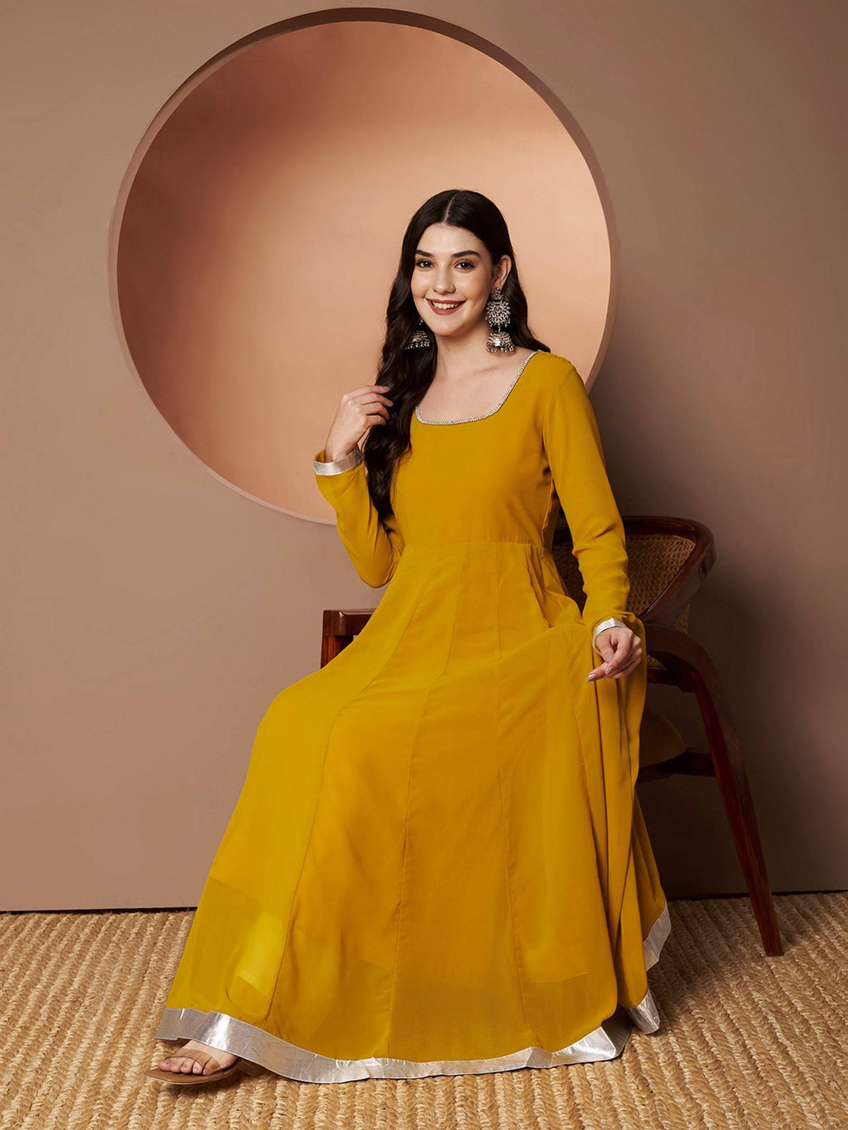 Women Off-White Georgette Hand Embroidery Anarkali Kurta | U3S - view 38
