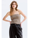Women Beige Cable-Knit Tube Top | TT90 - view 1