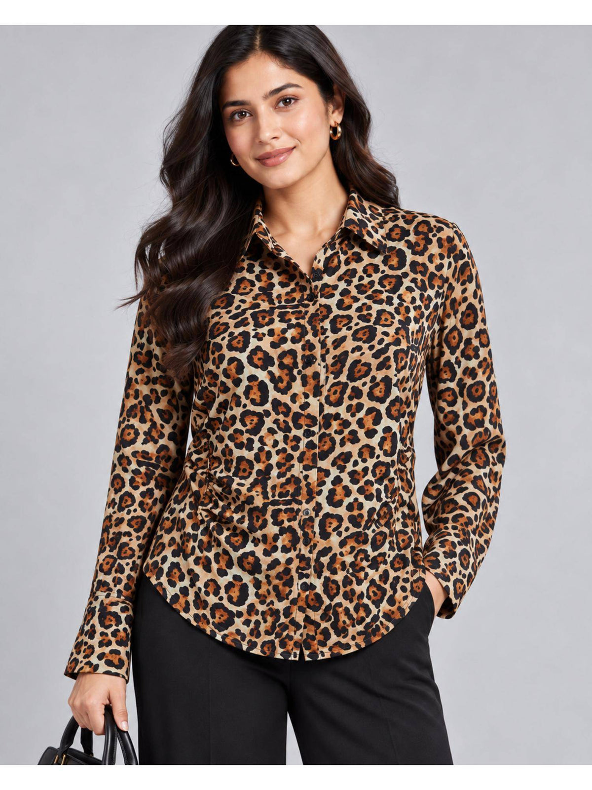 Women Leopard Print Ruched Shirt | S67 - view 1
