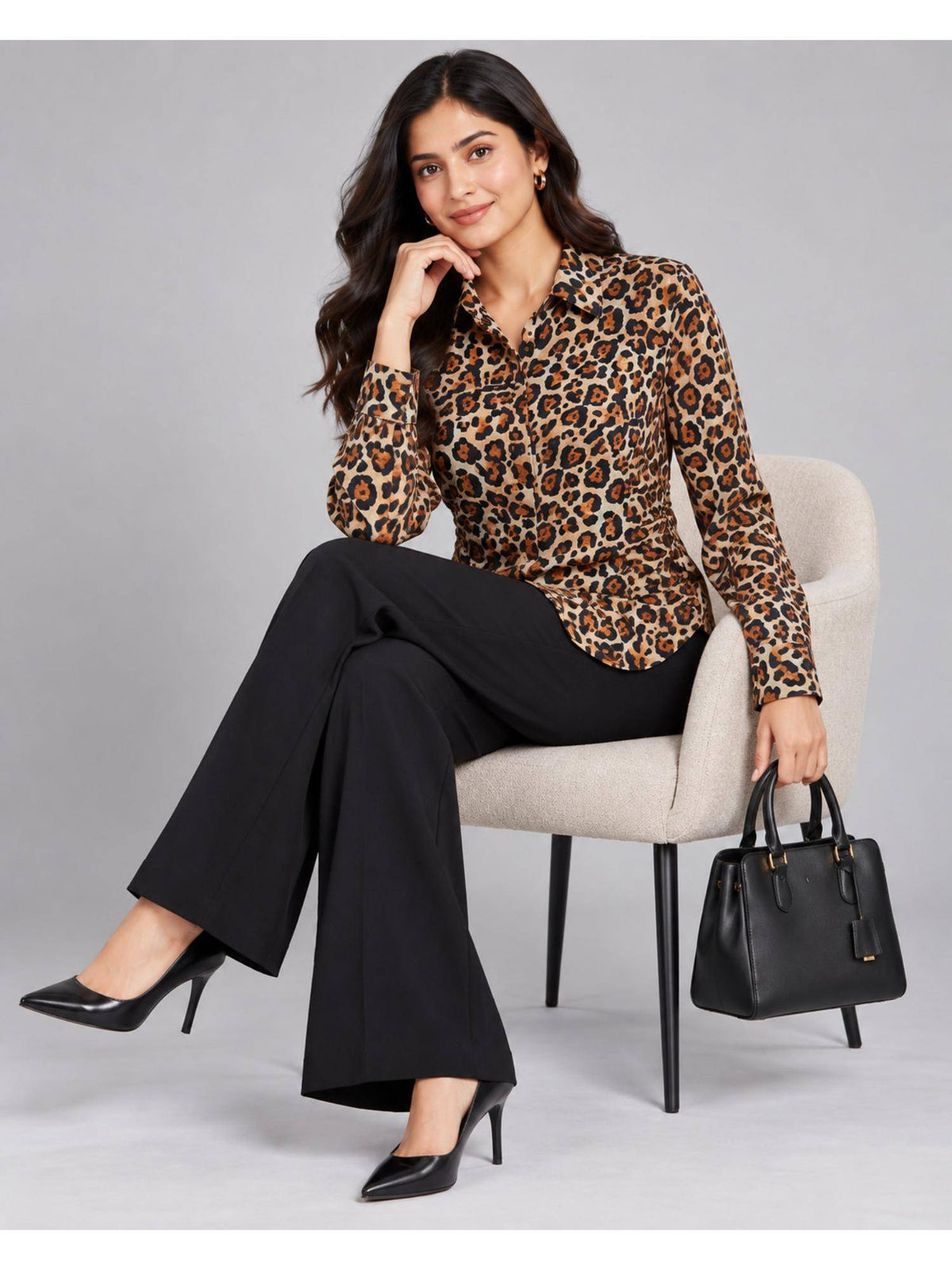 Women Leopard Print Ruched Shirt | S67 - view 6
