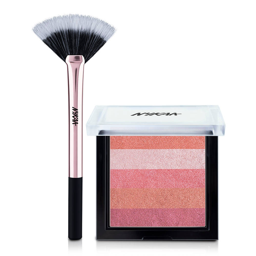 Highlighter Combo - Palette + Fan Makeup Brush | T32 - view 1