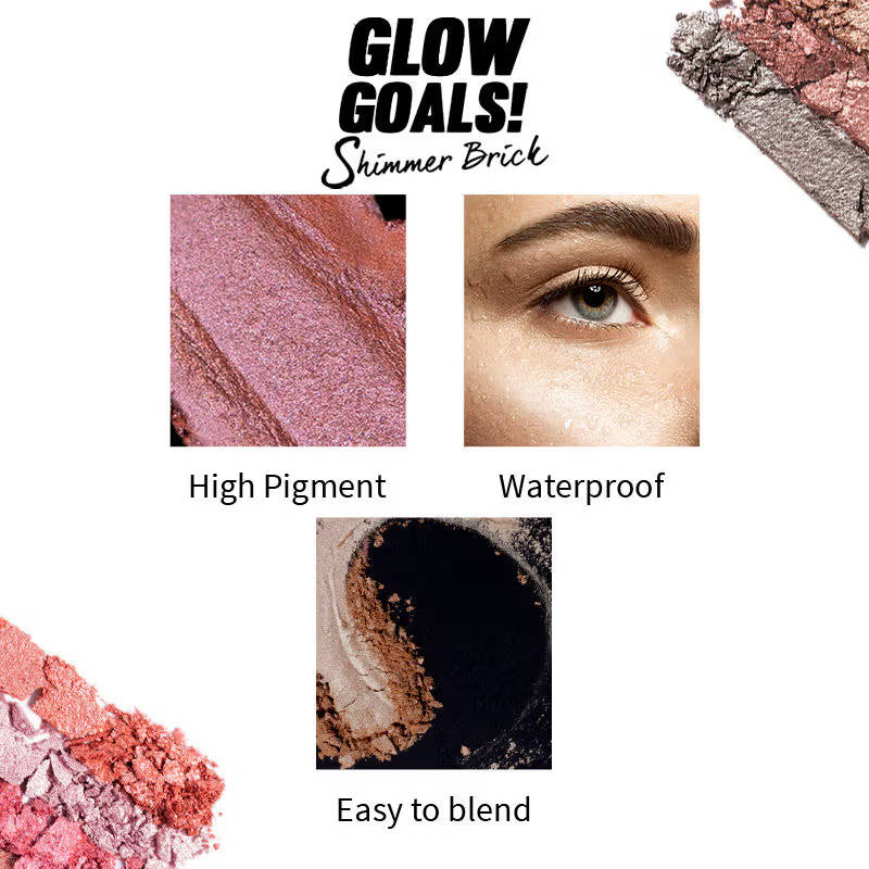Highlighter Combo - Palette + Fan Makeup Brush | T32 - view 3