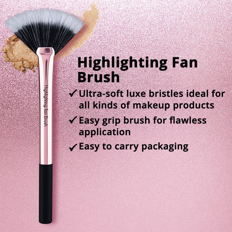 Highlighter Combo - Palette + Fan Makeup Brush | T32 - view 4