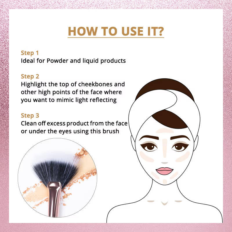 Highlighter Combo - Palette + Fan Makeup Brush | T32 - view 5