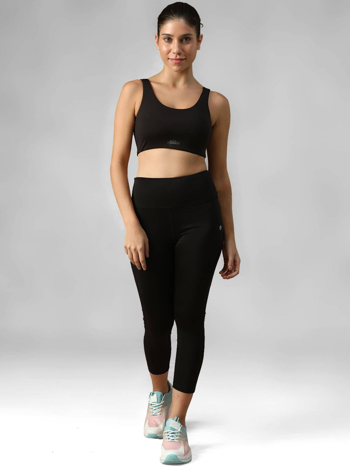 Grey Spandex Solid Sports Bra | sb09 - view 23