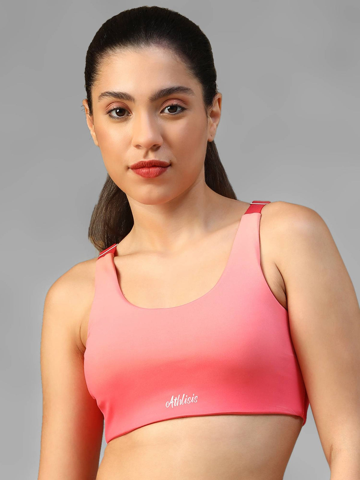 Grey Spandex Solid Sports Bra | sb09 - view 13
