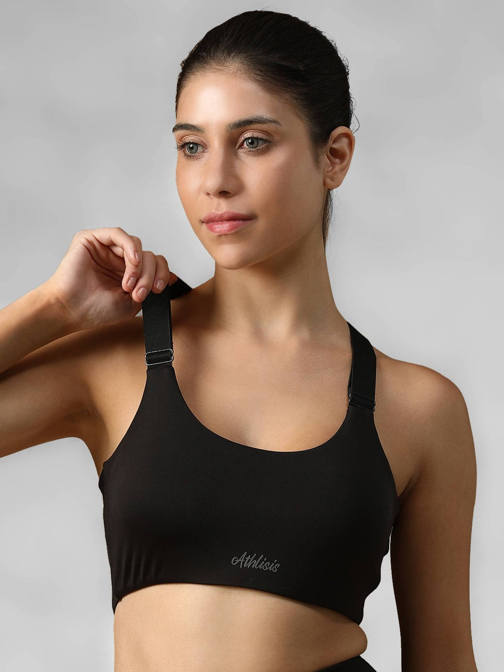 Grey Spandex Solid Sports Bra | sb09 - view 13
