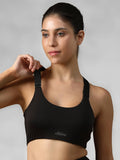Black Spandex Solid Sports Bra | sb09 - view 1