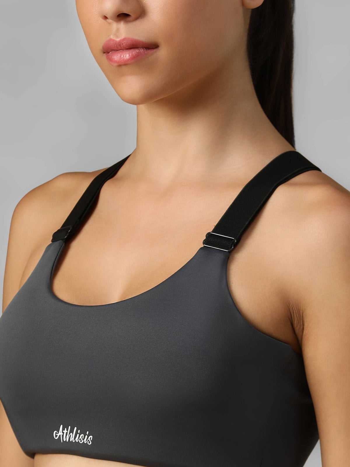 Black Spandex Solid Sports Bra | sb09 - view 17