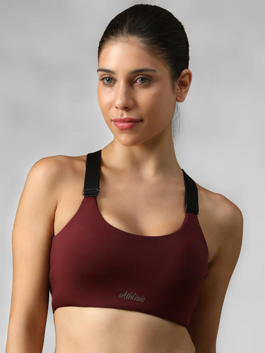 Black Spandex Solid Sports Bra | sb09 - view 18