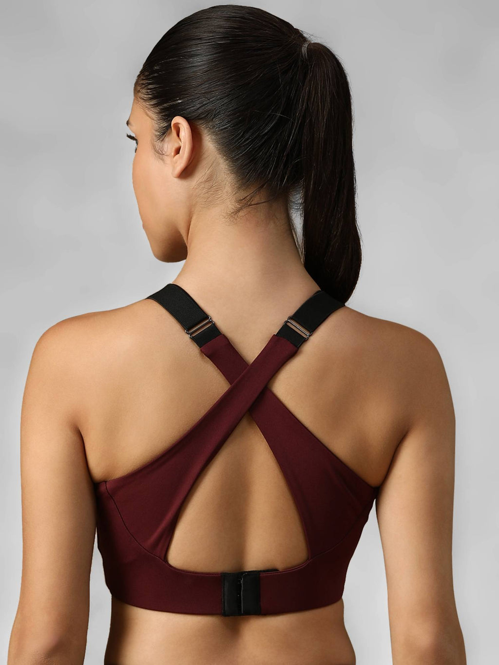 Black Spandex Solid Sports Bra | sb09 - view 19