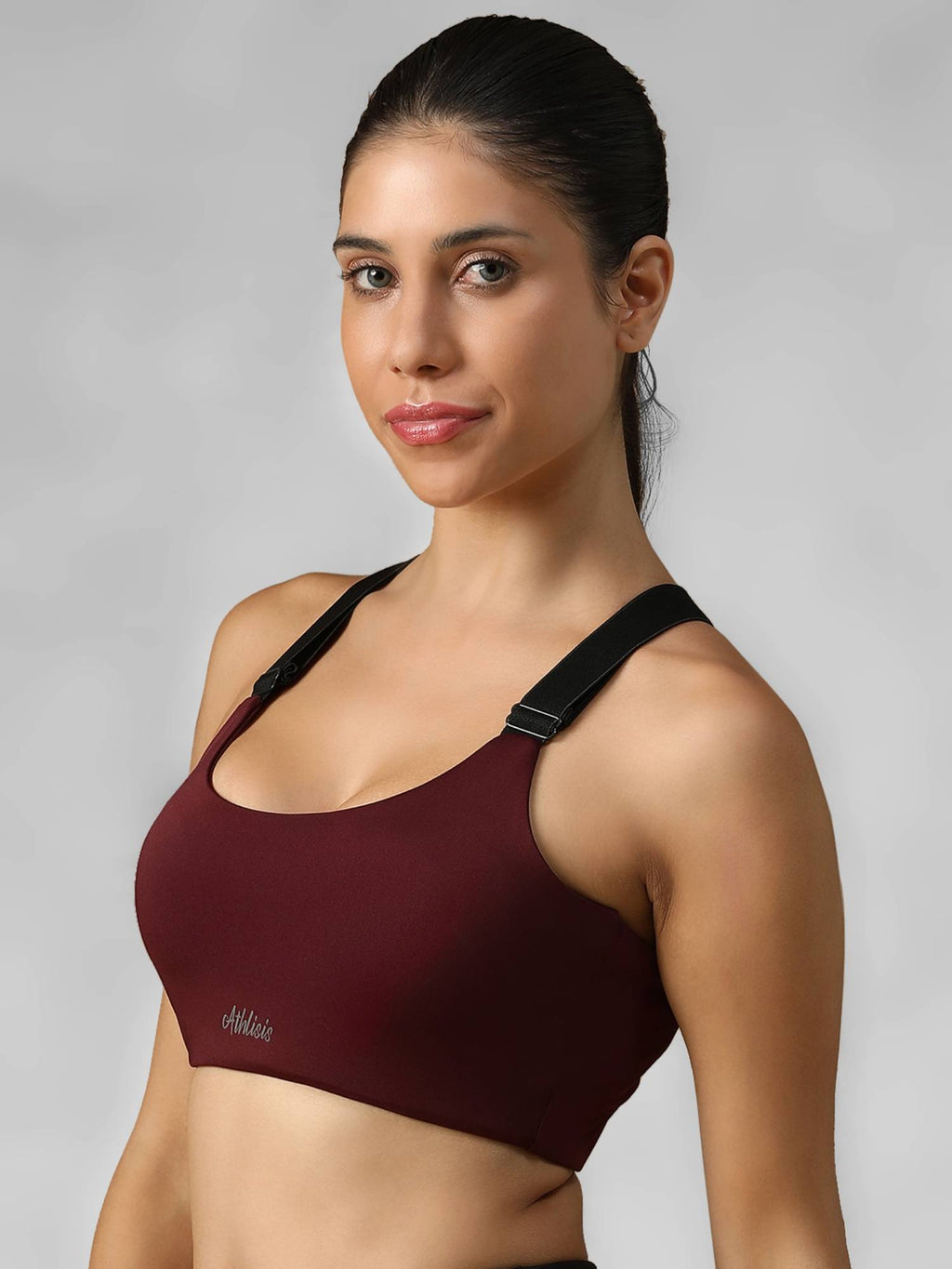 Black Spandex Solid Sports Bra | sb09 - view 20