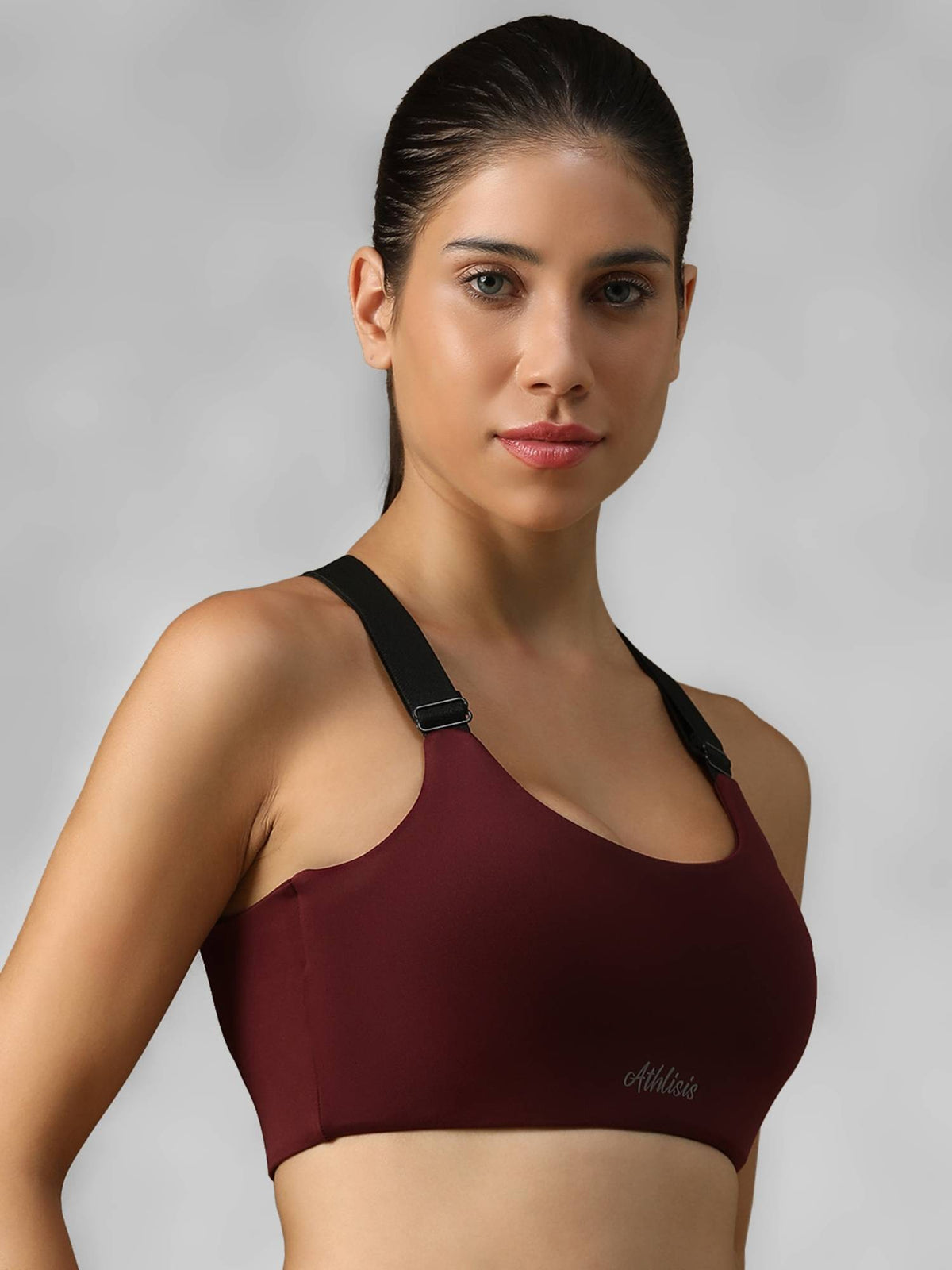 Grey Spandex Solid Sports Bra | sb09 - view 21