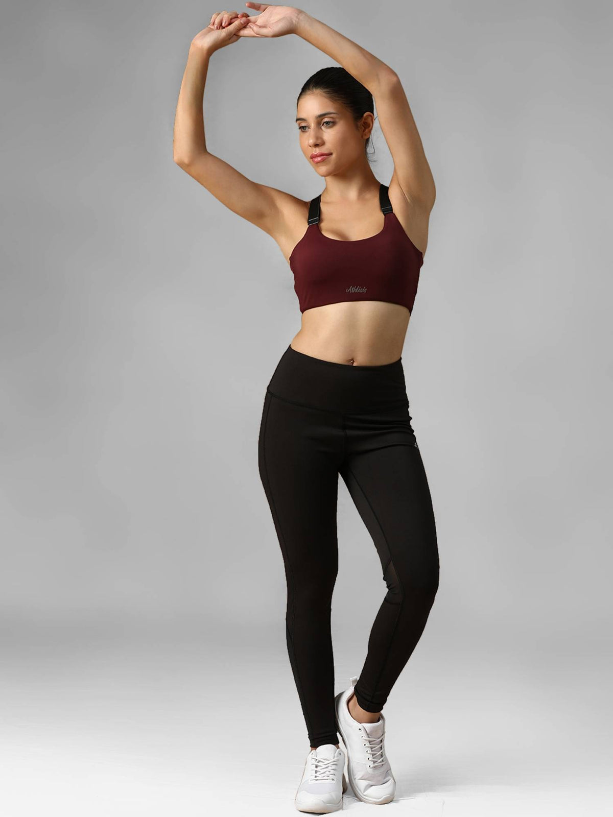 Grey Spandex Solid Sports Bra | sb09 - view 22
