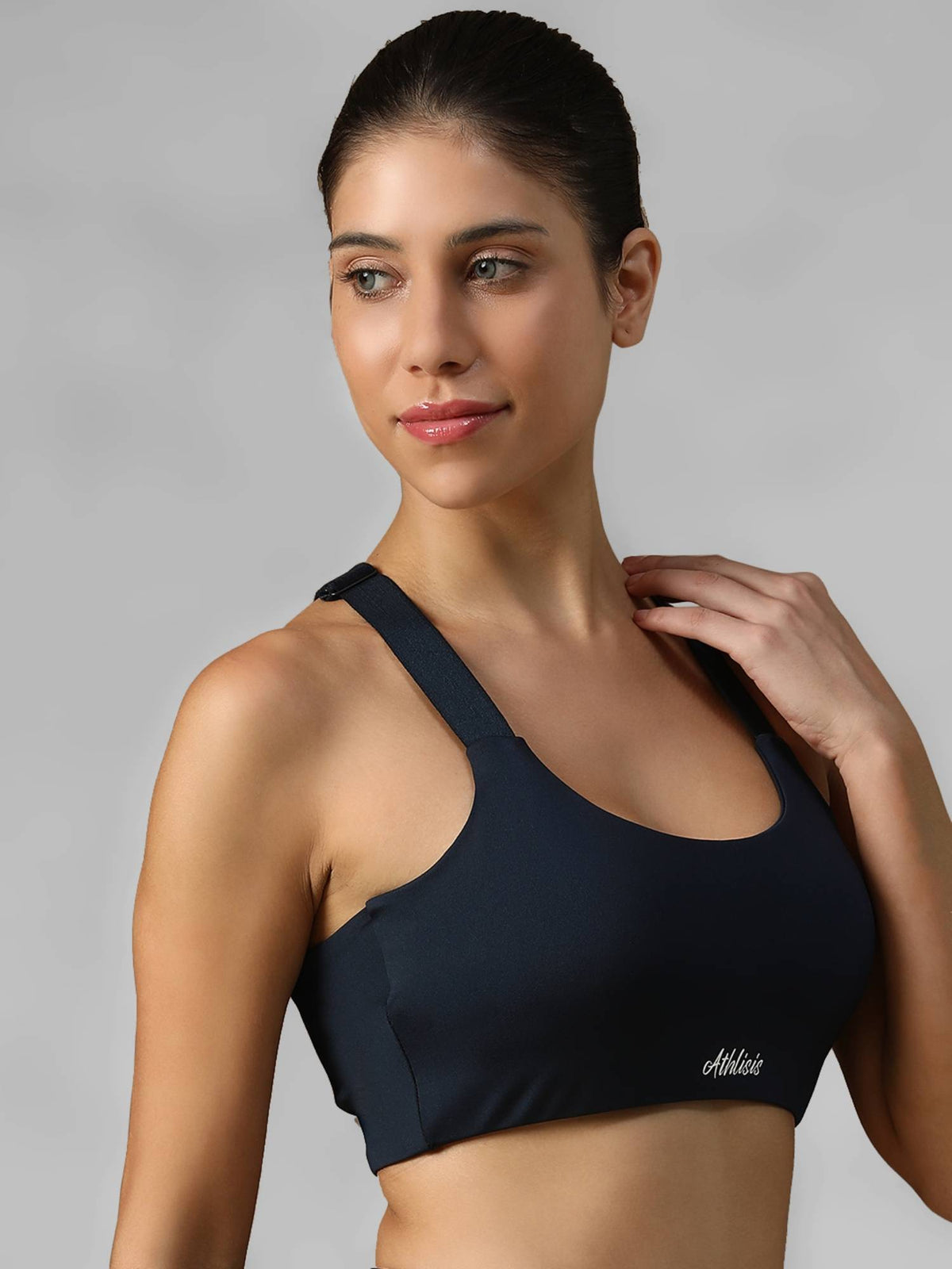 Black Spandex Solid Sports Bra | sb09 - view 9