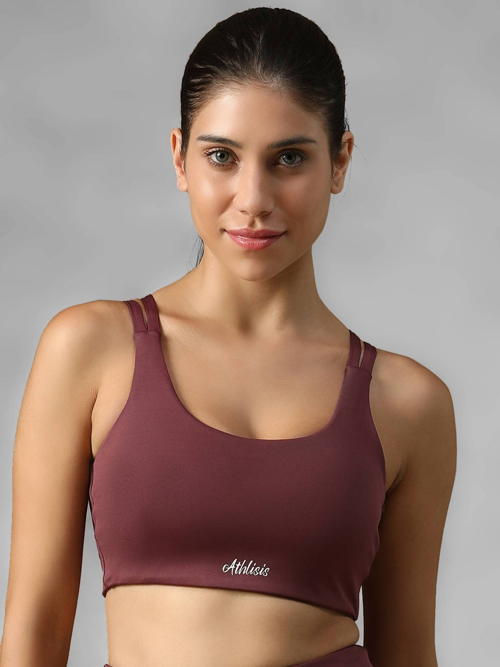 Mauve Spandex Solid Sports Bra | sb09 - view 1