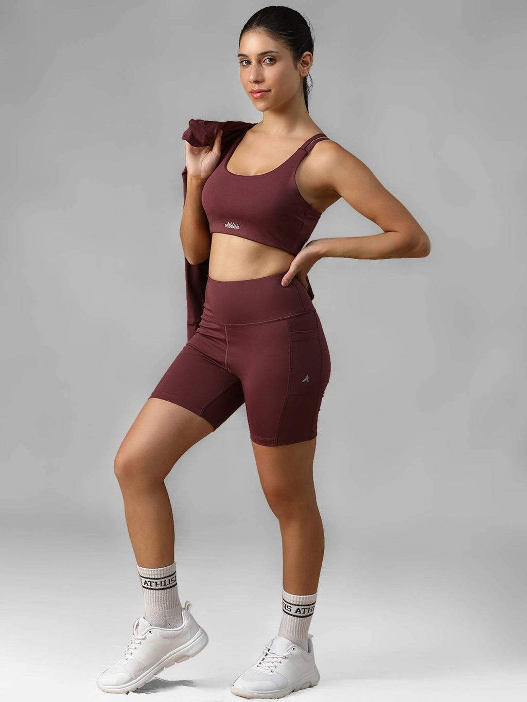 Mauve Spandex Solid Sports Bra | sb09 - view 5
